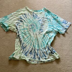 American Eagle Outfitters Women’s  Tie-Dye T-Shirt - Blue and Green Size Large